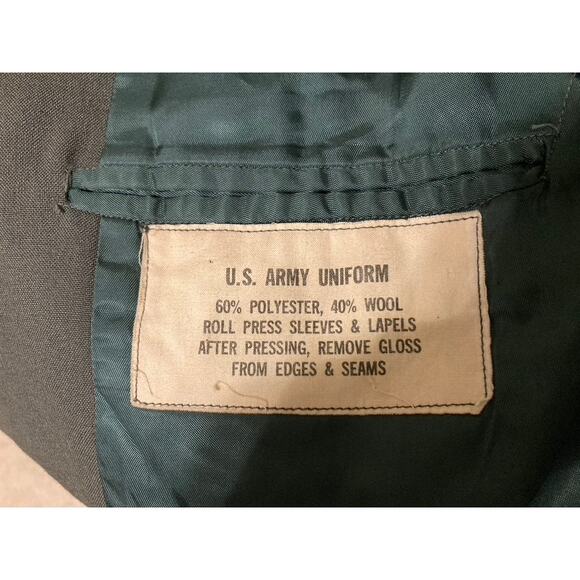US Army Service Uniform Coat Mens 40L Wool Green Staff Sergeant Patches Ribbons - Picture 3 of 12